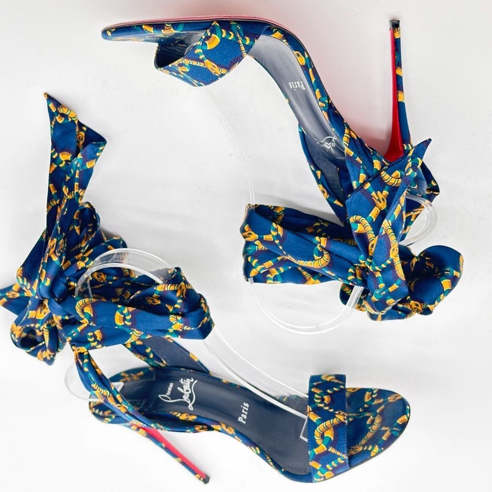 Christian Louboutin Du Desert 100 Crepe Satin in Obscur High Heel Sandals EU 39 - Picture 4 of 11